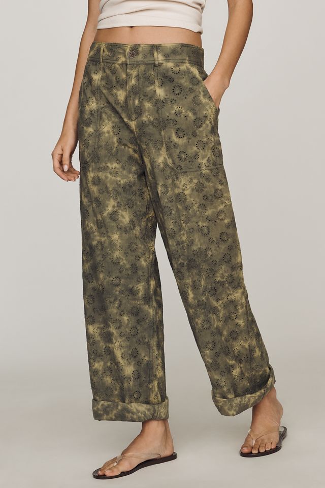 By Anthropologie Cotton Eyelet High Rise Harem Pants  #1