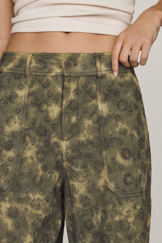 By Anthropologie Cotton Eyelet High Rise Harem Pants  #2