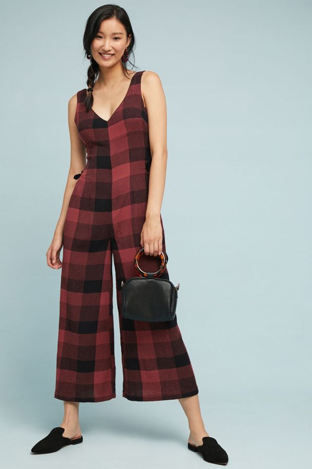 Checked Wide-Leg Jumpsuit