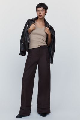 Maeve High-Cuff Chino Trousers