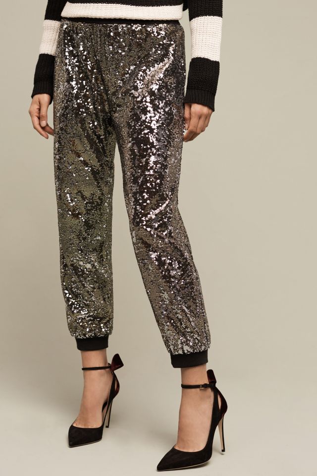 Anthropologie sequin joggers sale