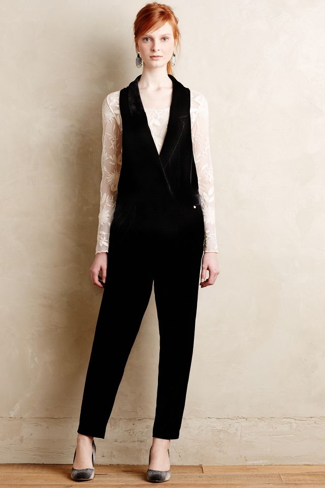 By Anthropologie The Femme Velvet Jumpsuit