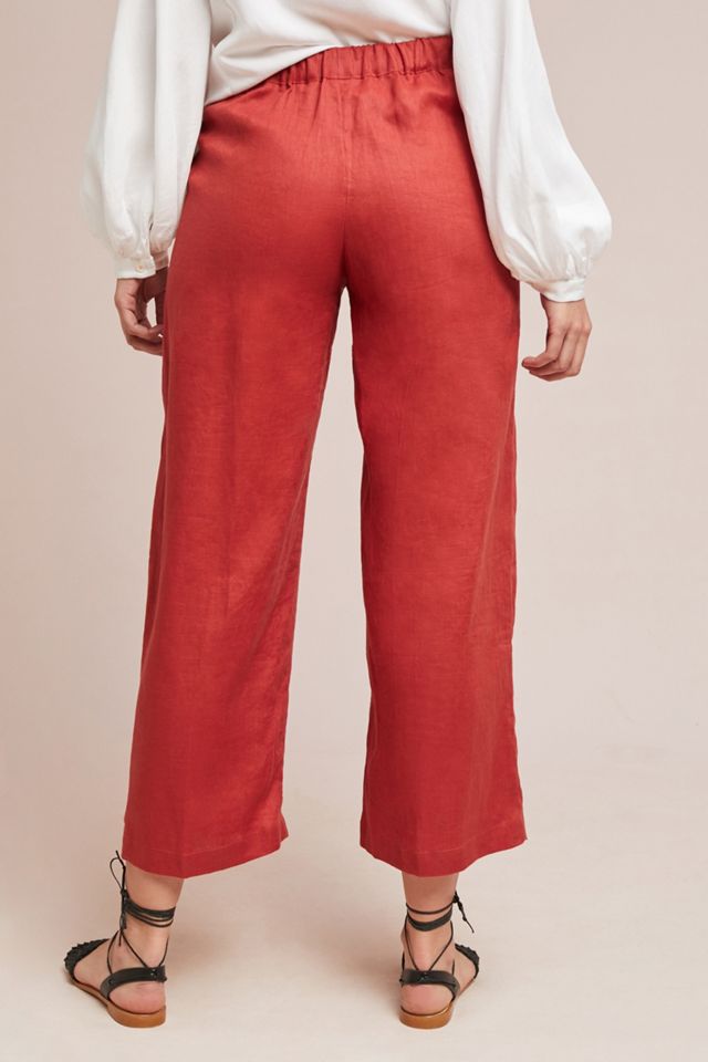 Linen Cropped Wide-Leg Pants #1