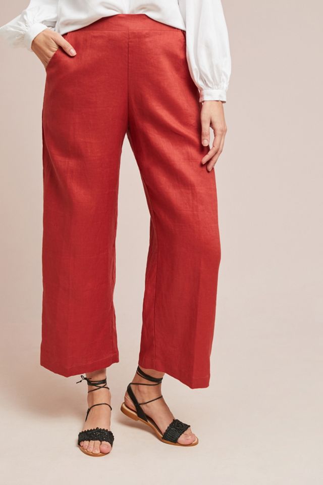 Linen Cropped Wide-Leg Pants #2