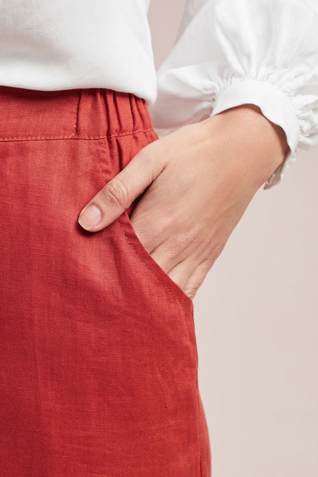 Linen Cropped Wide-Leg Pants #3