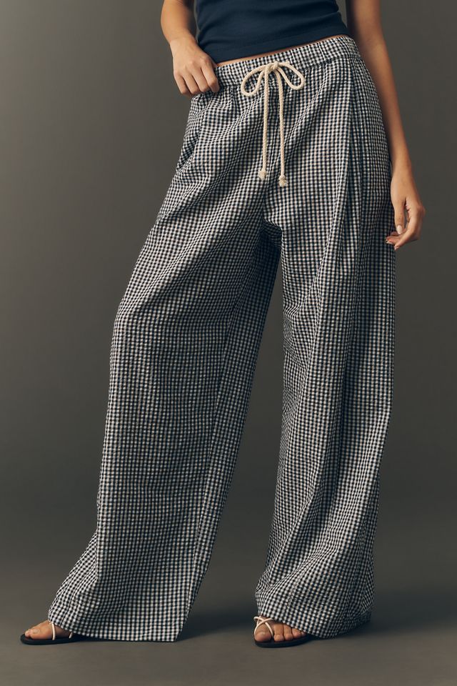 4OUR Dreamers Drawstring Gingham Pants | Anthropologie