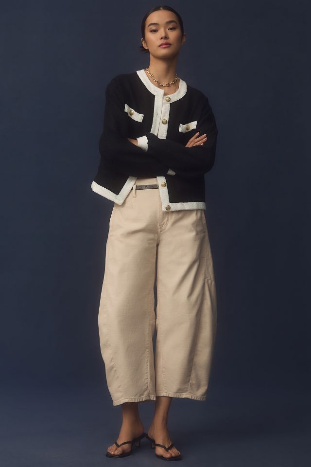 Pilcro High Rise Cropped Bow Leg Trousers