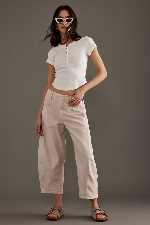 Pilcro High-Rise Cropped Bow-Leg Trousers