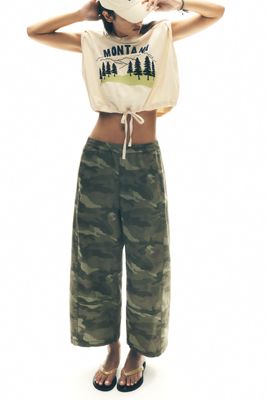 Pilcro Izzie Relaxed Printed Pull-On Barrel Pants