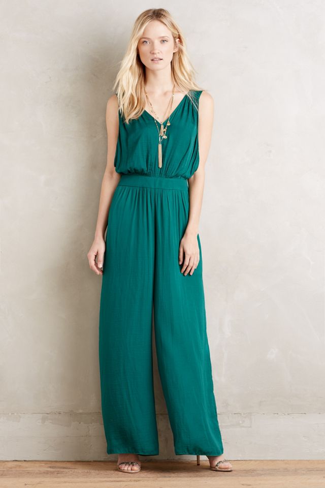 anthropologie green jumpsuit