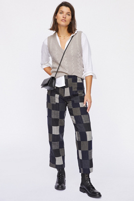 ウ★新品★et.UNiVER　Square patchwork pants KidSuper Patchwork Face Double Knee Pants | Brown | SVD USA