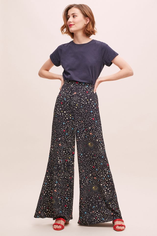 Cosmic Print Wide-Leg Trousers