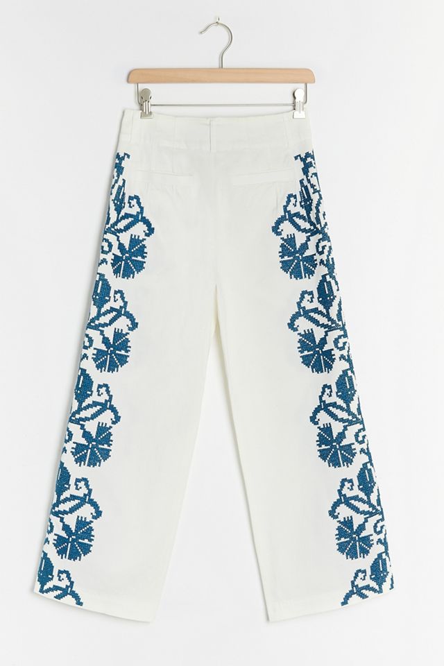Becky Embroidered Wide-Leg Pants #2
