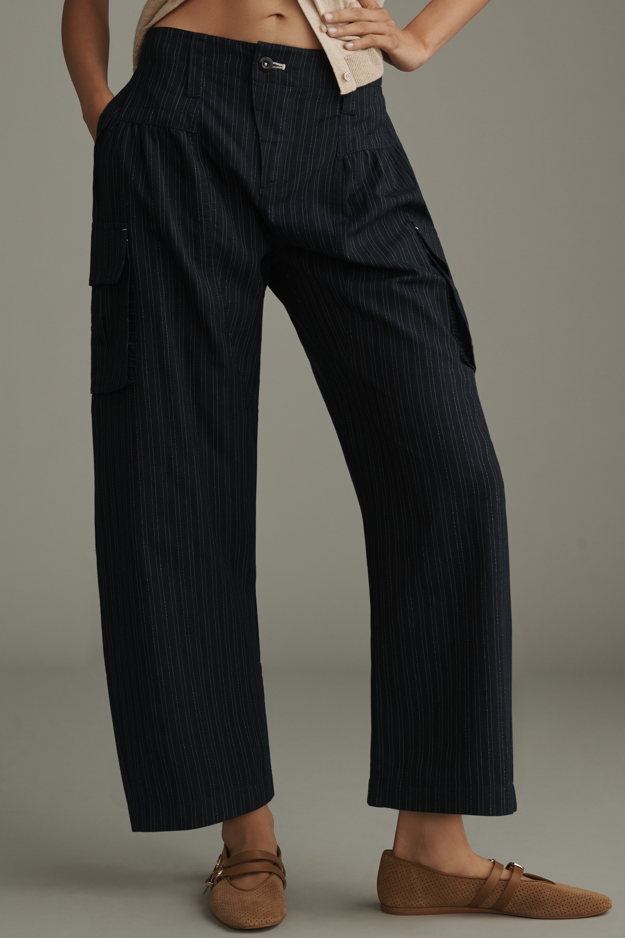 Pilcro Pinstripe Curved Pants