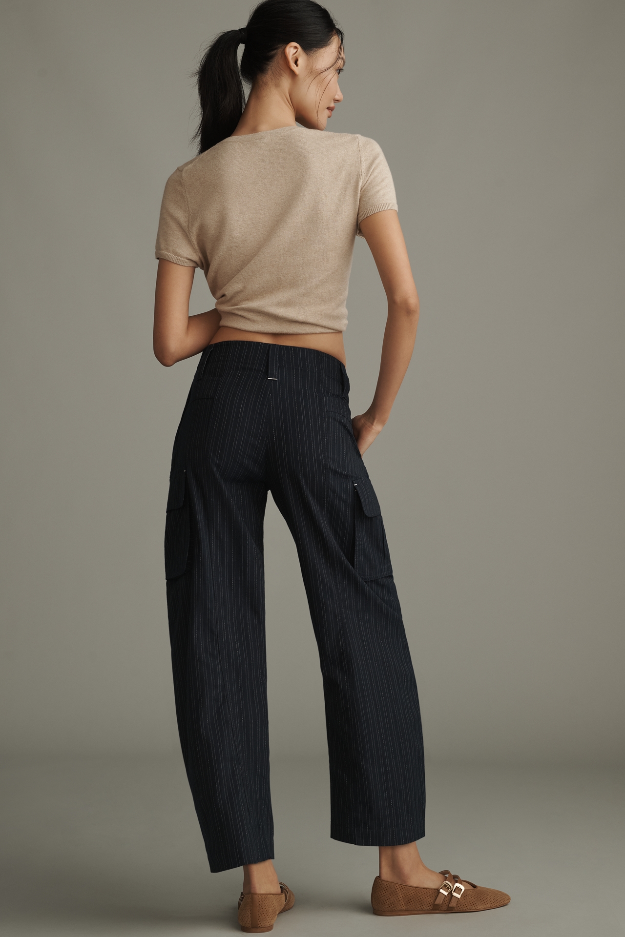 Pilcro Pinstripe Curved Pants