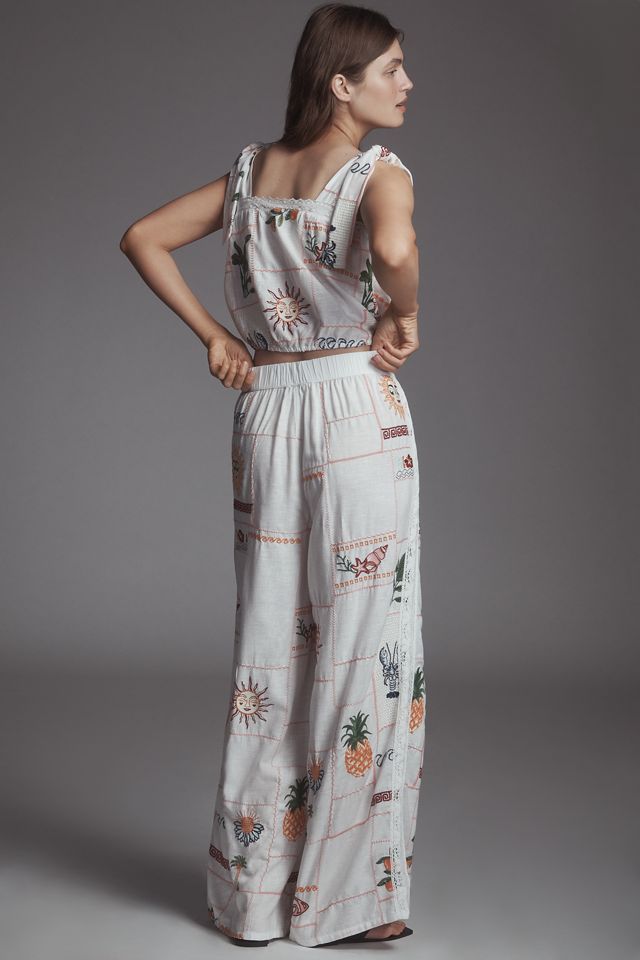 Pilcro Embroidered Patchwork Pants | Anthropologie