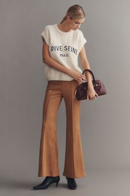 En Elly Faux-Suede Pull-On Flare Pants