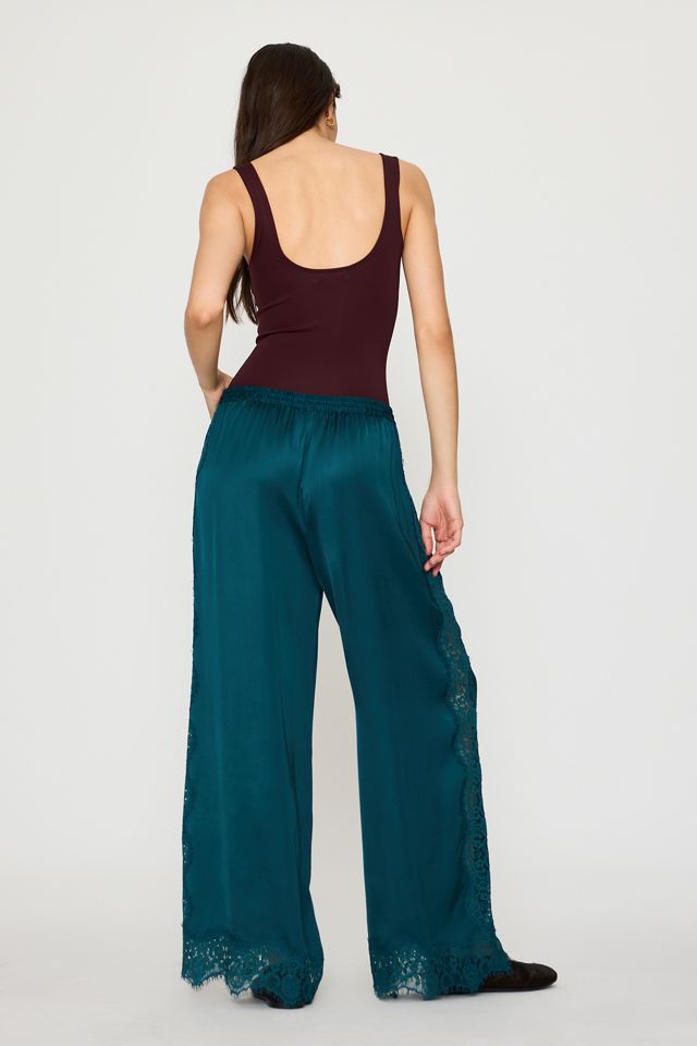 By Anthropologie Satin-Spitzen-Hose mit weitem Bein #4