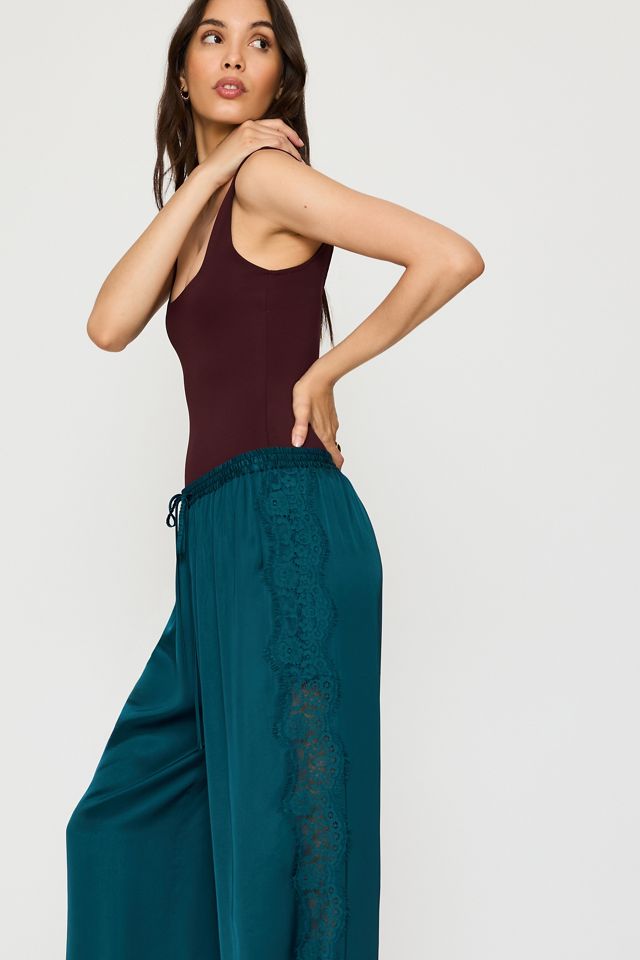 By Anthropologie Satin-Spitzen-Hose mit weitem Bein #5