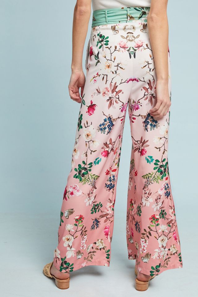 Ombre Floral Wide-Leg Pants