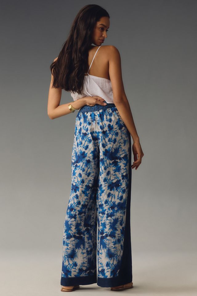 Ranna Gill Printed Linen Pull-On Wide-Leg Pants #2