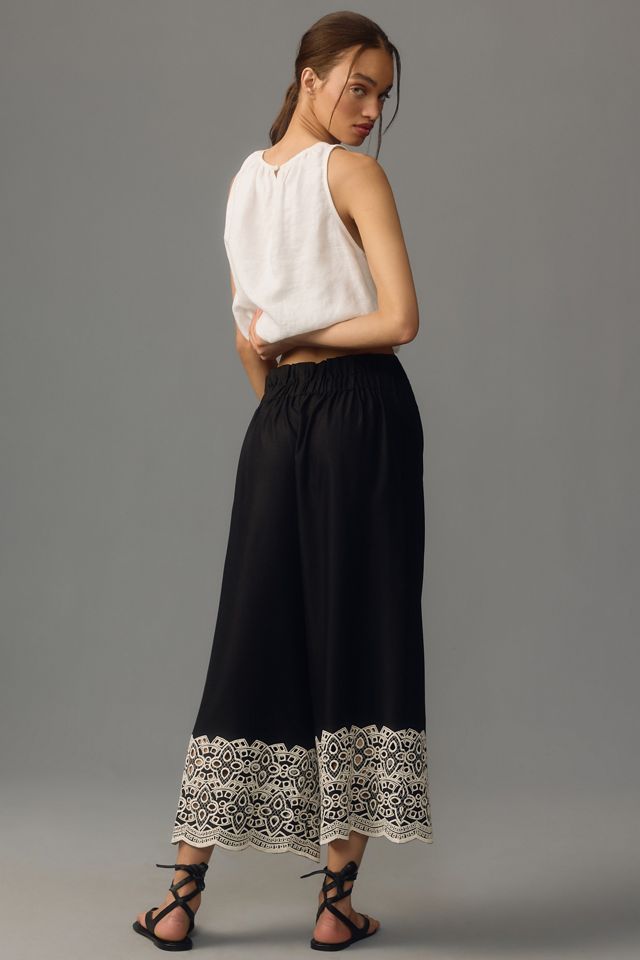 Ranna Gill Cropped Eyelet Wide-Leg Pants #2