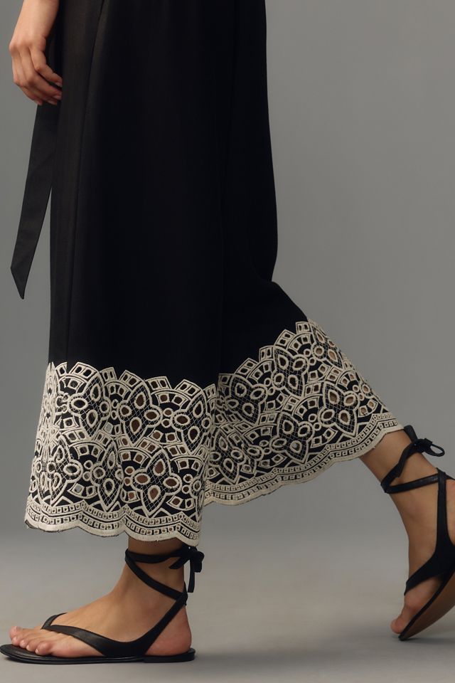 Ranna Gill Cropped Eyelet Wide-Leg Pants #3