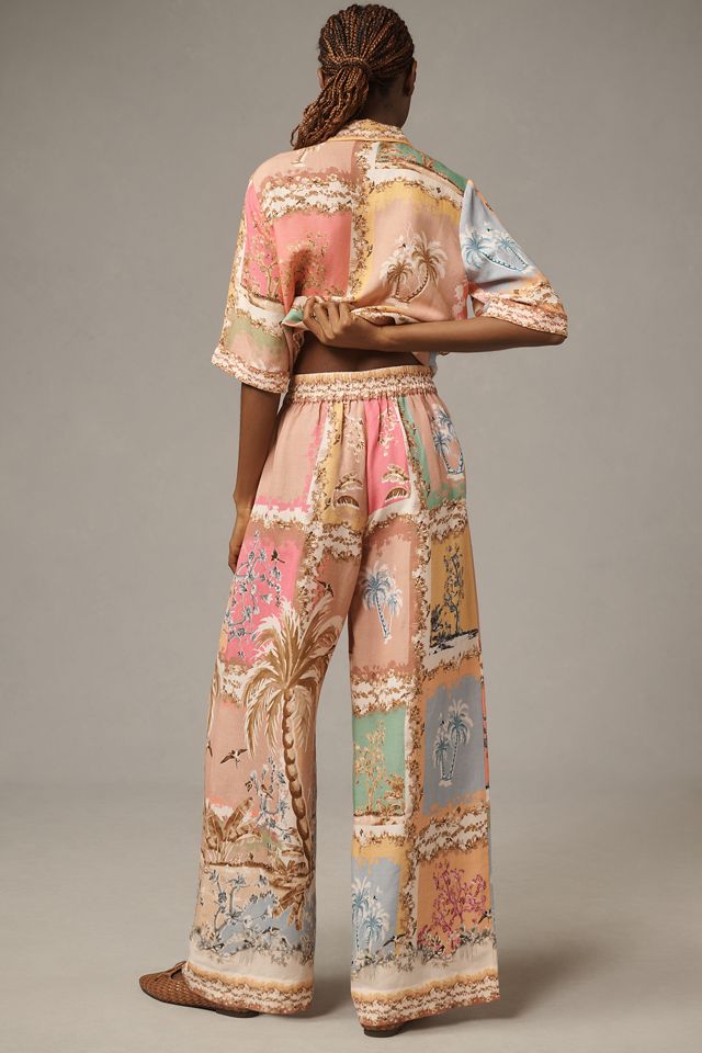 Ranna Gill Palm Beach Printed Linen Wide-Leg Pants #2