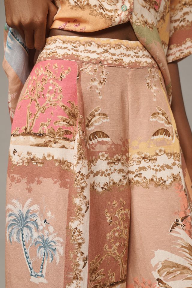 Ranna Gill Palm Beach Printed Linen Wide-Leg Pants #3