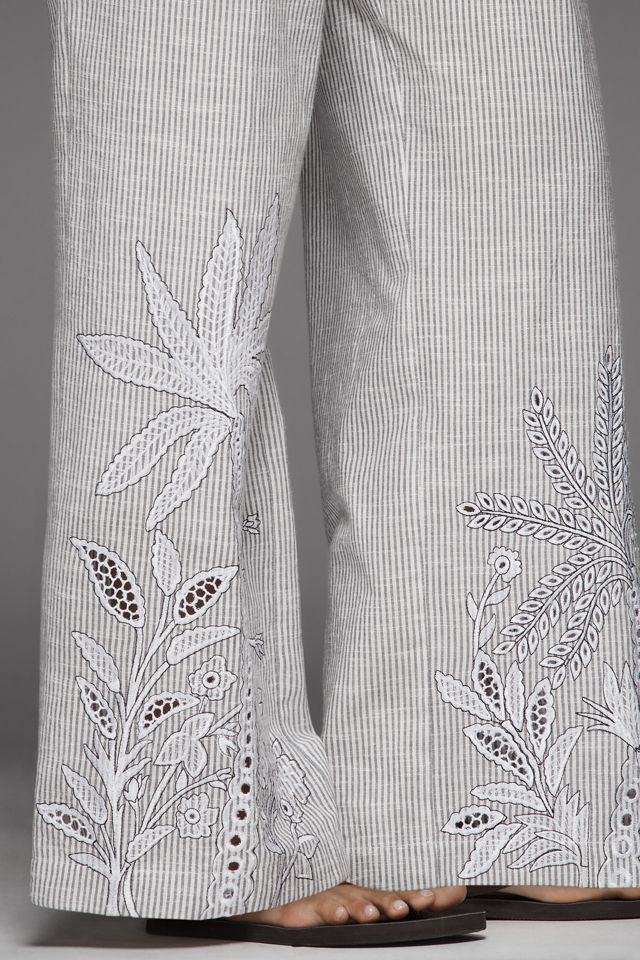 Ranna Gill Striped Embroidered Pants #3