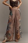 Ranna Gill Linen Blend Printed Side-Bow Wide-Leg Pants