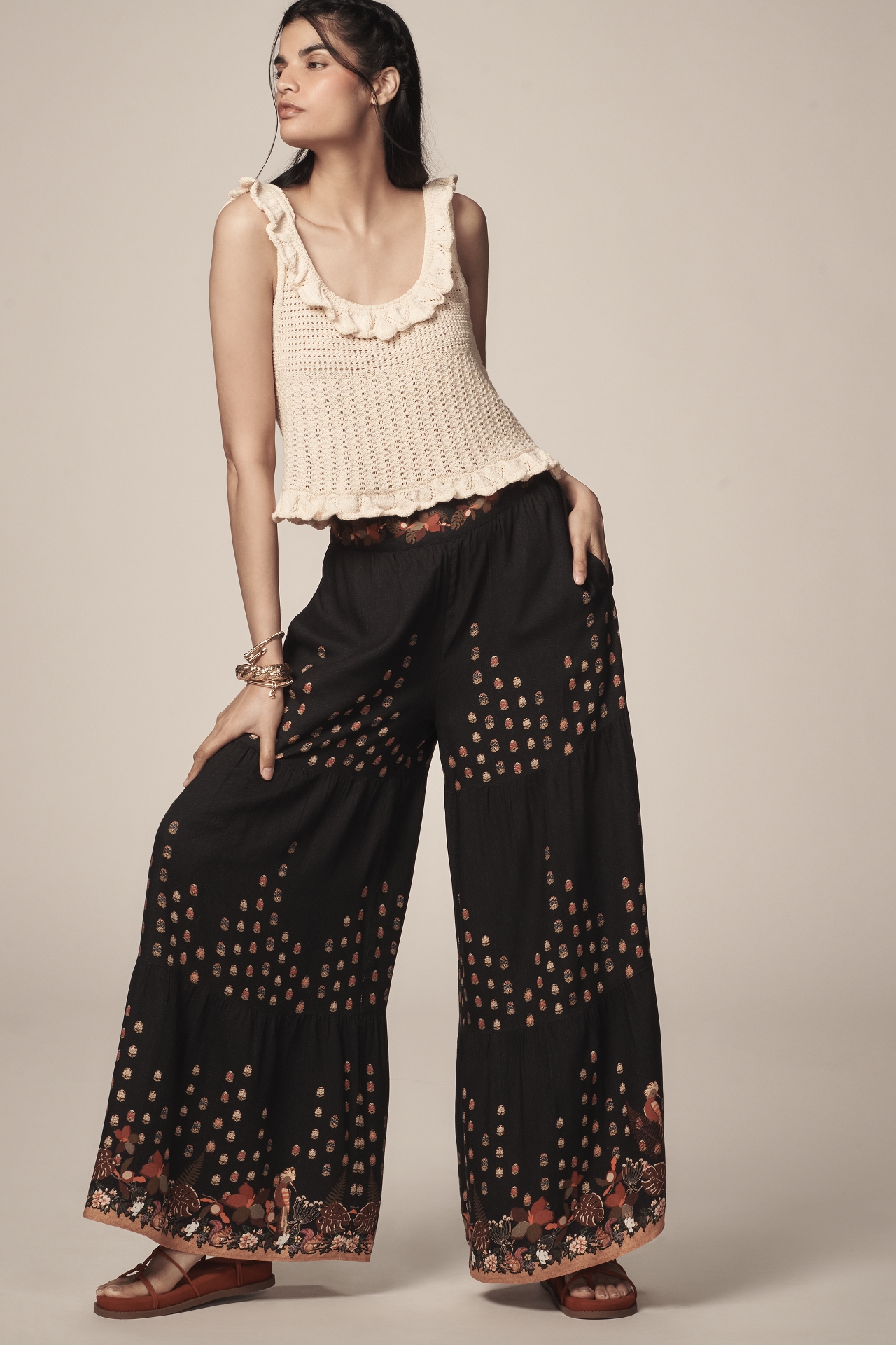 Ranna Gill Tiered Wide-Leg Pants