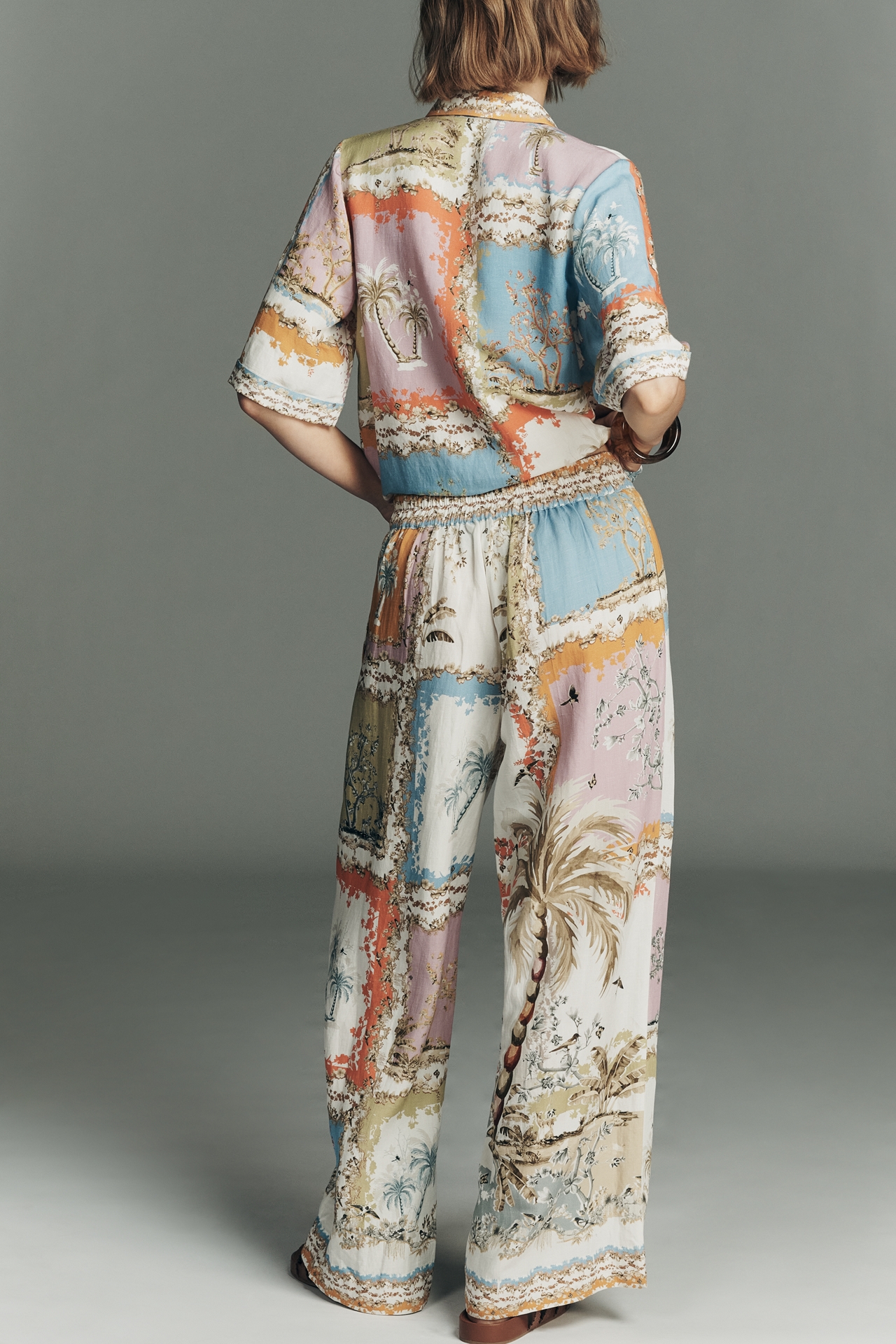 Ranna Gill Tropical Print Wide-Leg Pants