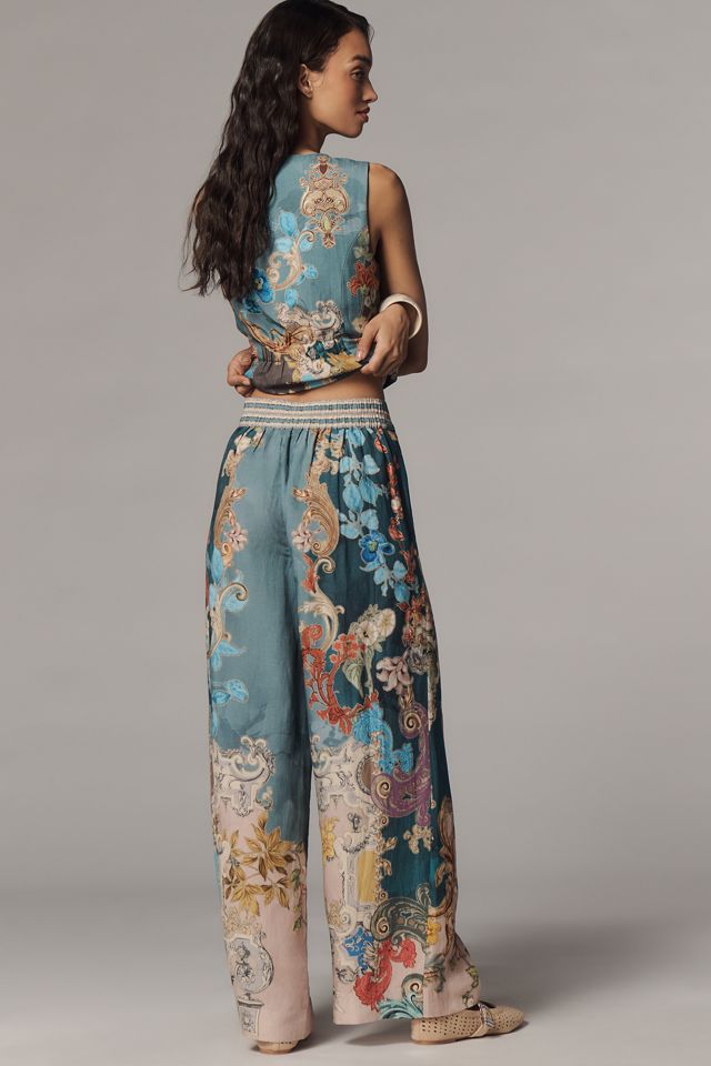 Ranna Gill Linen Blend Printed Pull-On Pants #2