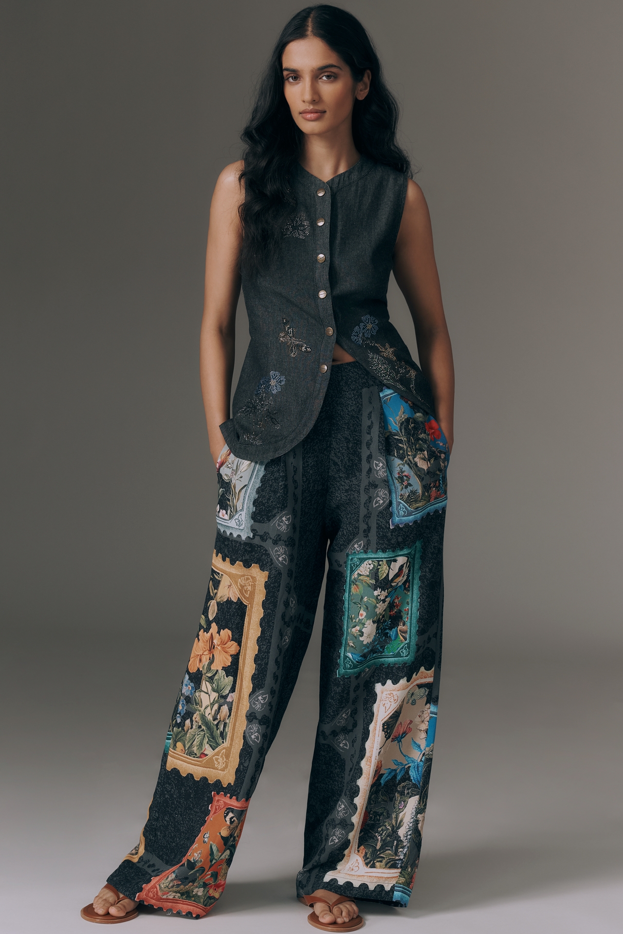 Ranna Gill Floral Printed Wide-Leg Pants