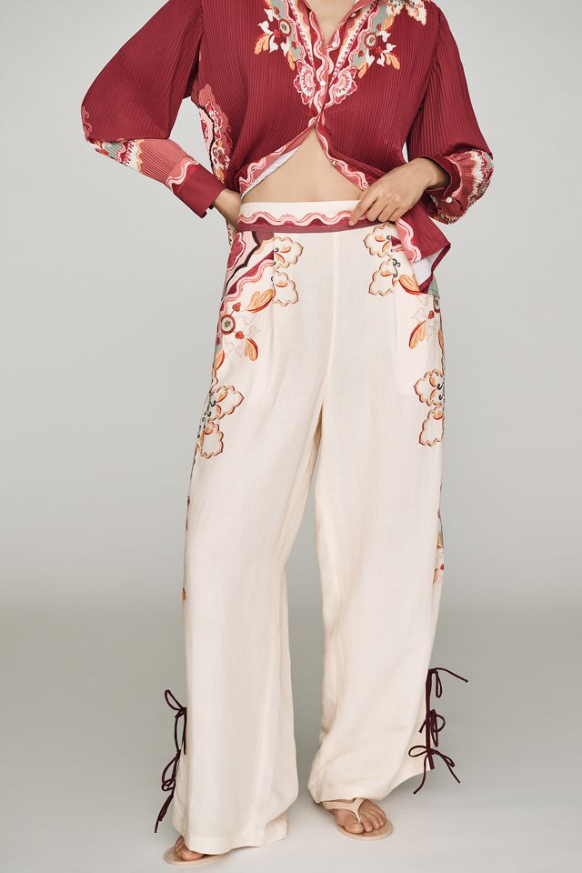 Ranna Gill Embroidered Wide-Leg Pants #2