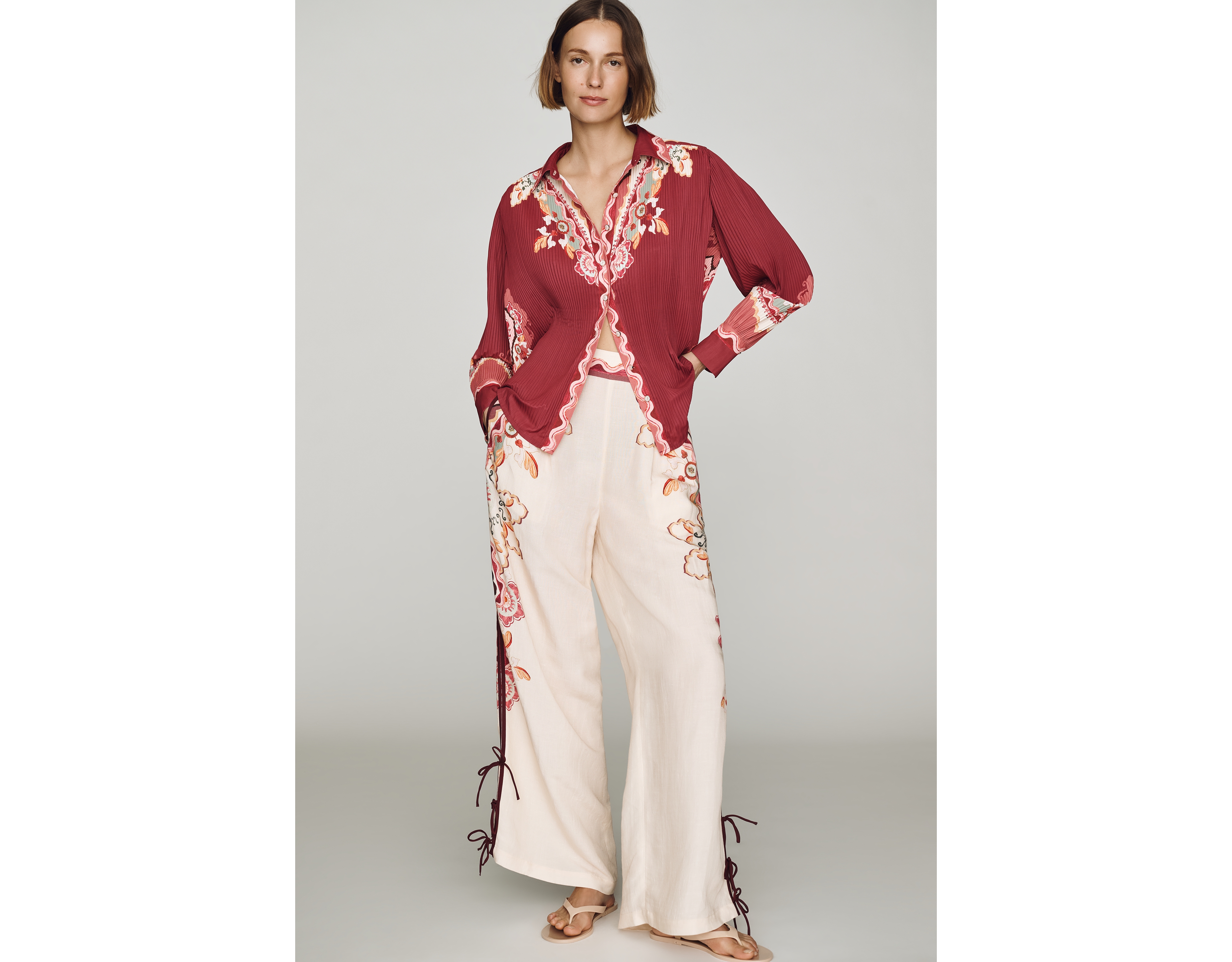 Ranna Gill Embroidered Wide-Leg Pants