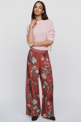Ranna Gill Linen Blend Printed Pants by Anthropologie