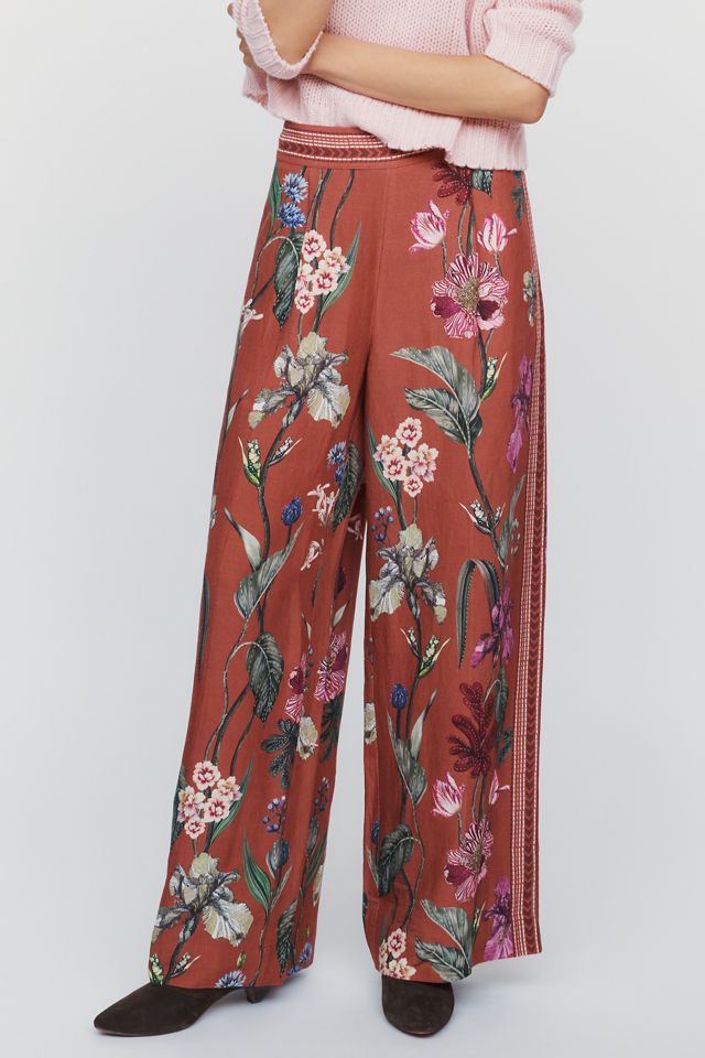 Ranna Gill Linen Blend Printed Pants #1