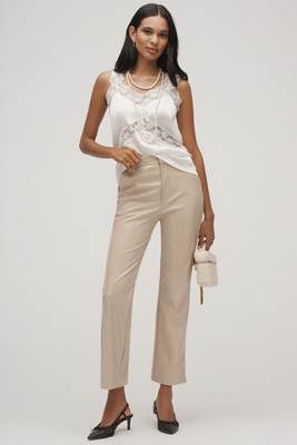Grey Lab Faux-leather High-rise Ankle Pants In Neutral