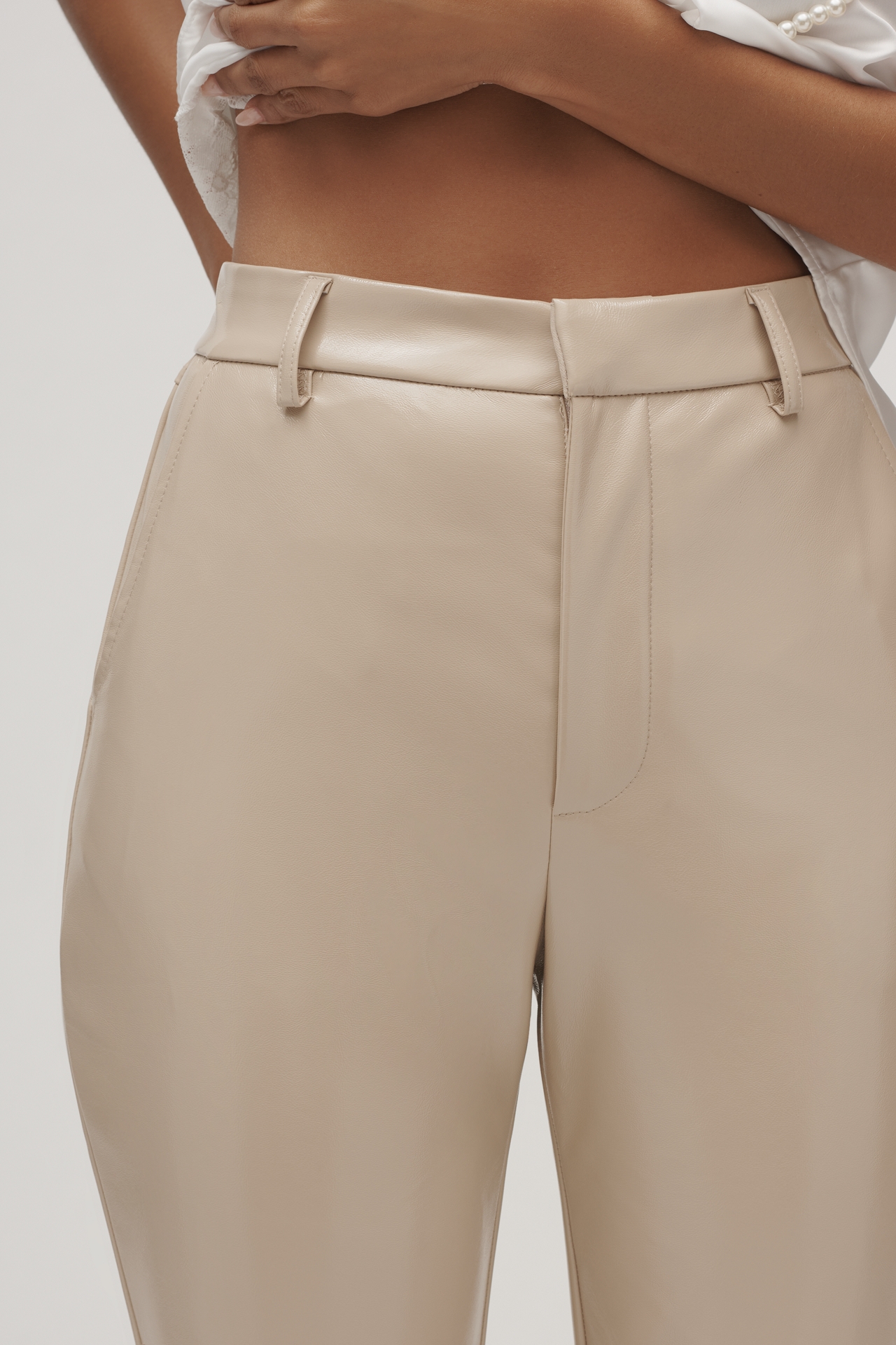 Grey Lab Faux-Leather High-Rise Ankle Pants