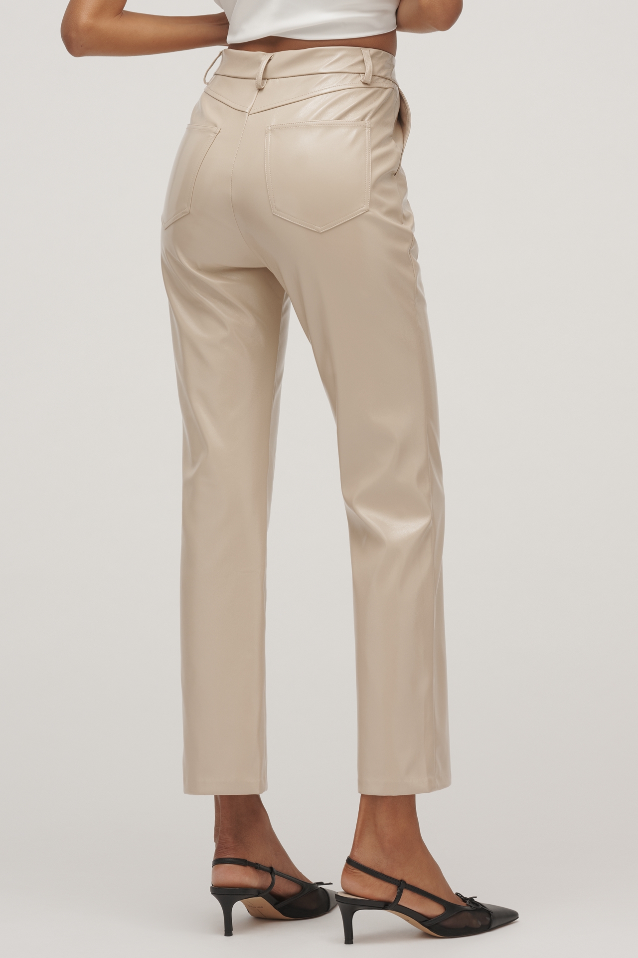 Grey Lab Faux-Leather High-Rise Ankle Pants