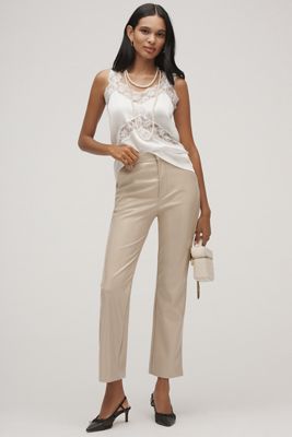 Grey Lab Faux-Leather High-Rise Ankle Pants