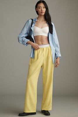 Grey Lab Elastic-trim Wide-leg Pants In Blue