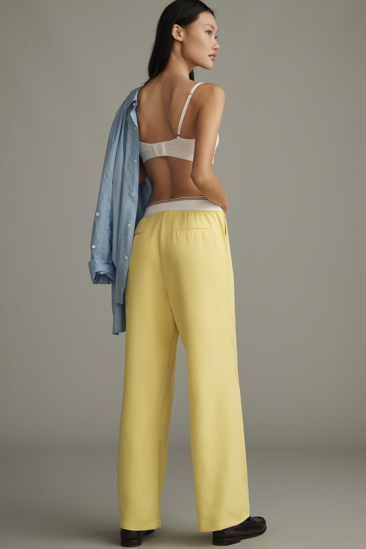 Grey Lab Elastic-Trim Wide-Leg Pants