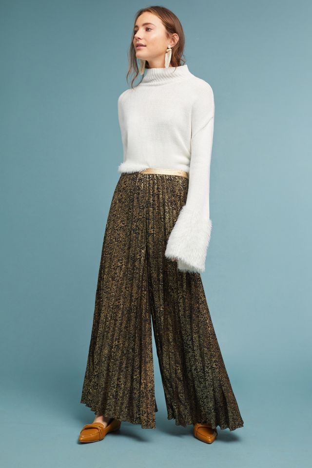 Pleated on sale metallic pants