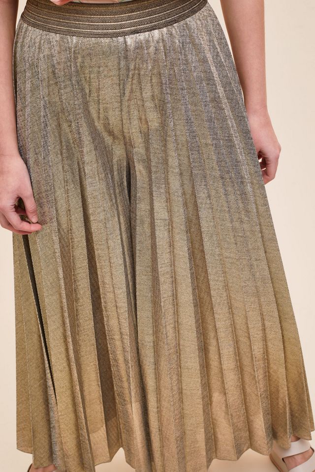 Metallic Pleated Wide-Leg Trousers #3