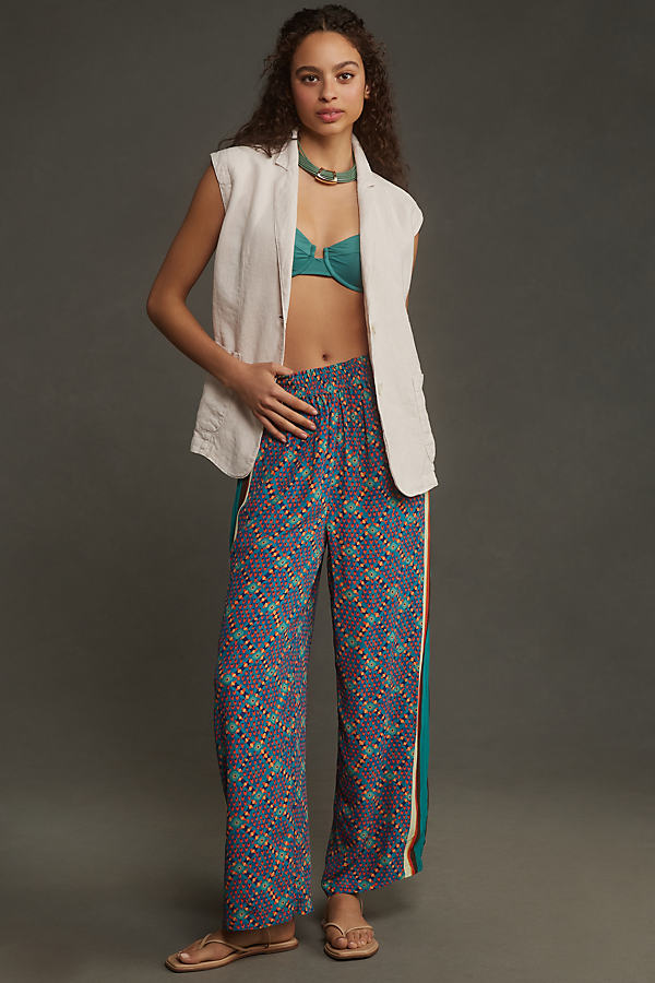 Bl-nk Galexia Pull-on Wide-leg Pants In Blue