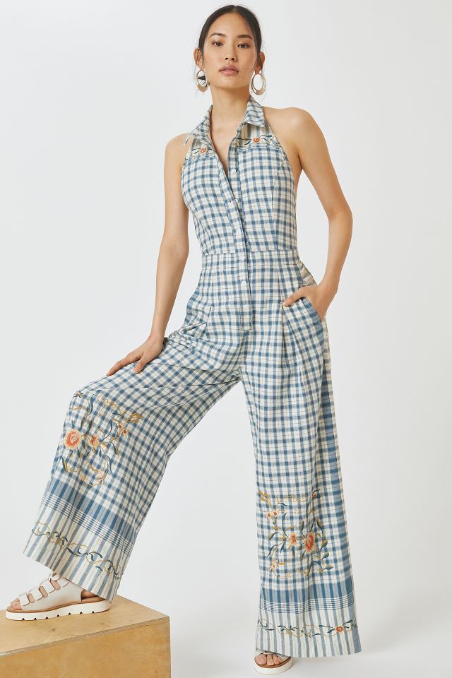 Anthropologie store gingham jumpsuit