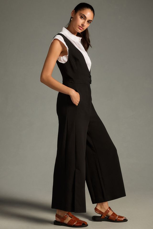 Maeve V-Neck Pinafore Wide-Leg Jumpsuit #3